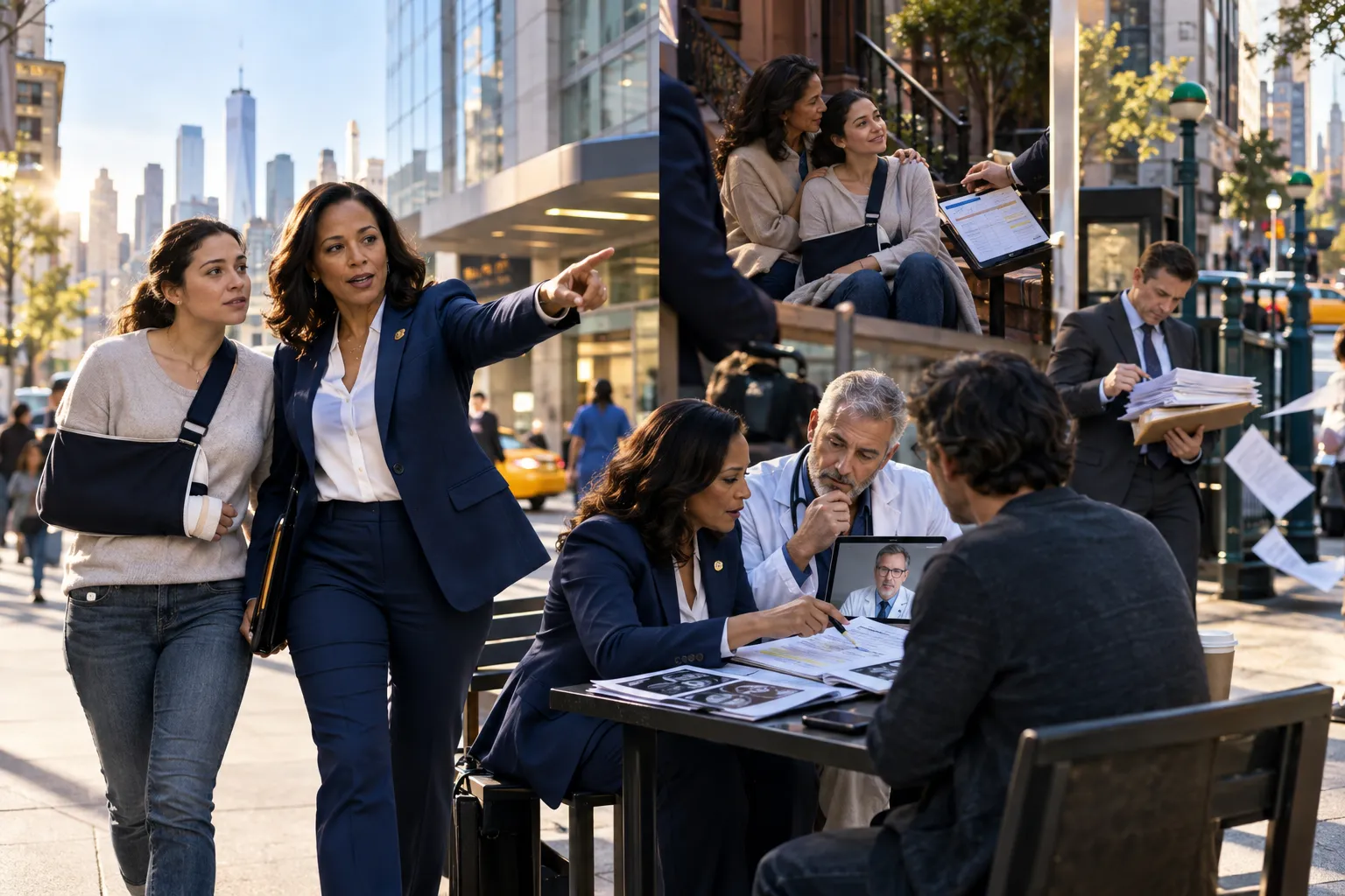 New York personal injury lawyer confidently guiding client through legal journey