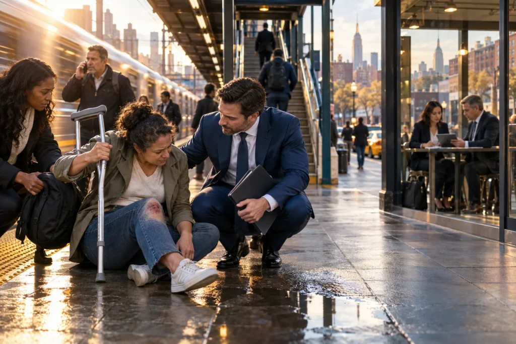 train station trip and fall lawyer LIRR