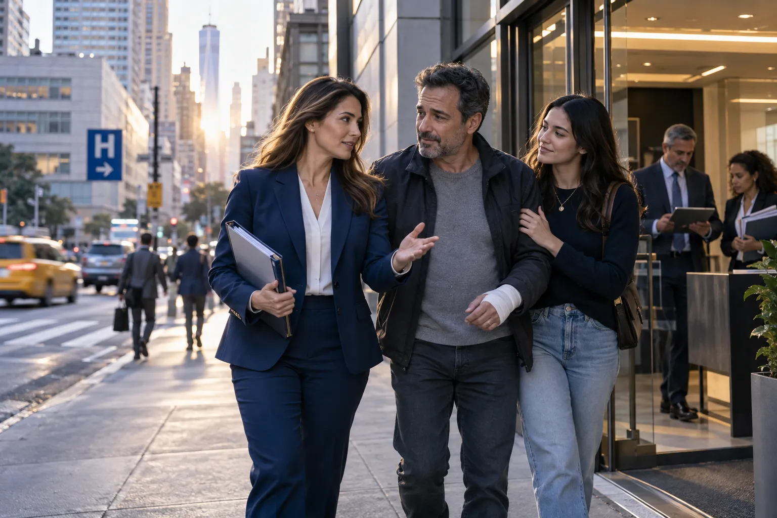 New York personal injury lawyer supporting an injured client with legal documents