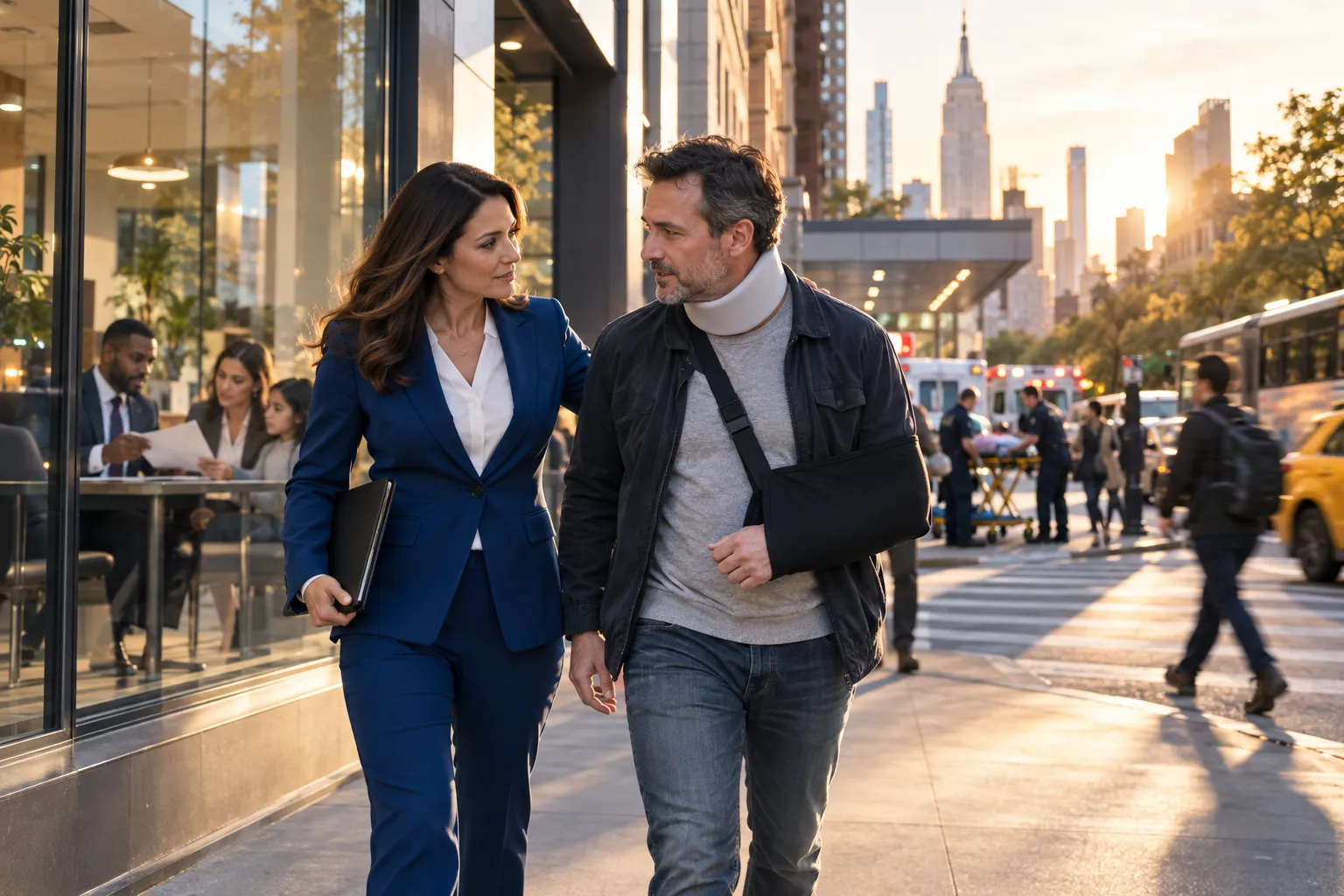 Attorney and client shaking hands in a New York law office consultation