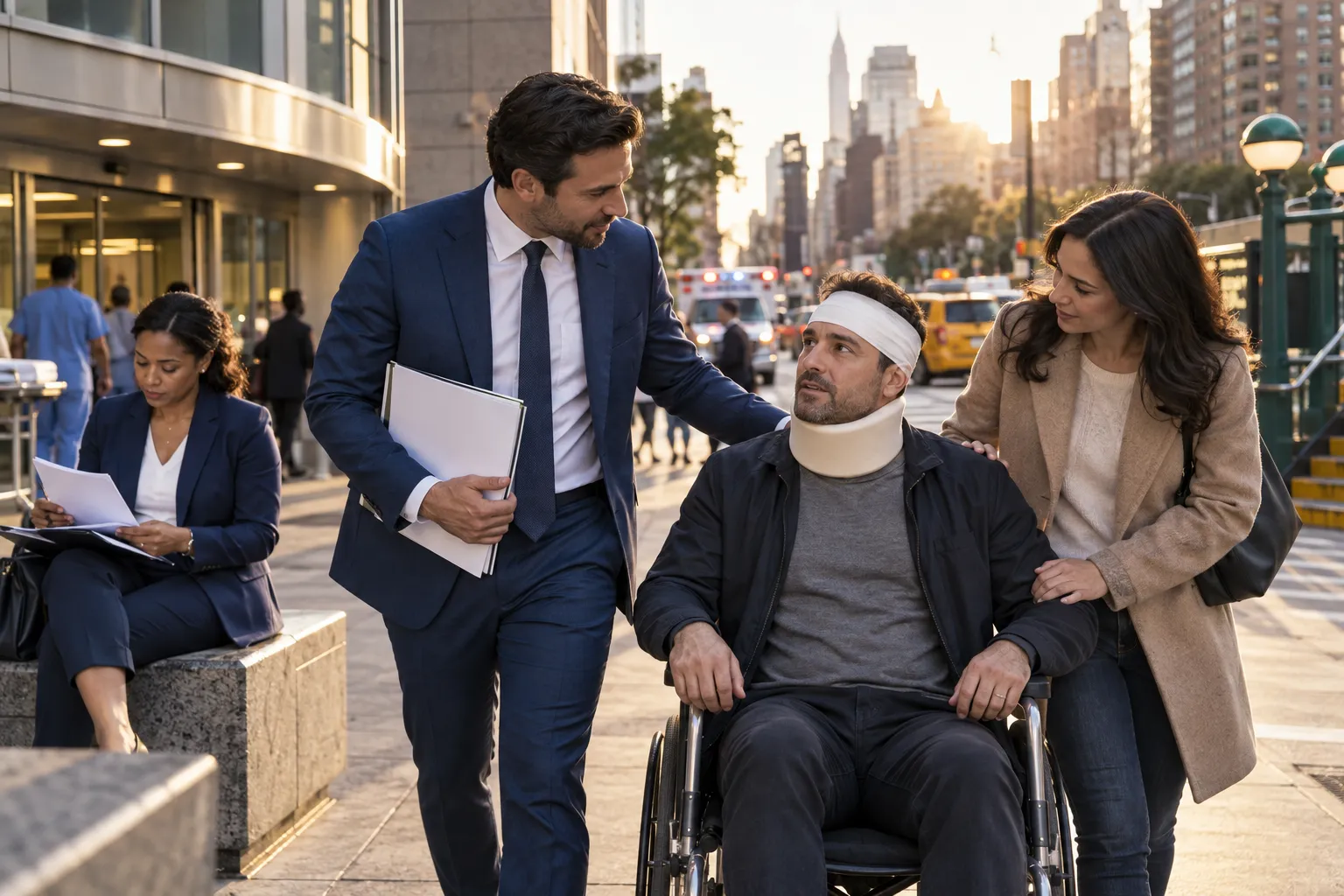 Brain injury attorney consulting with client in New York office