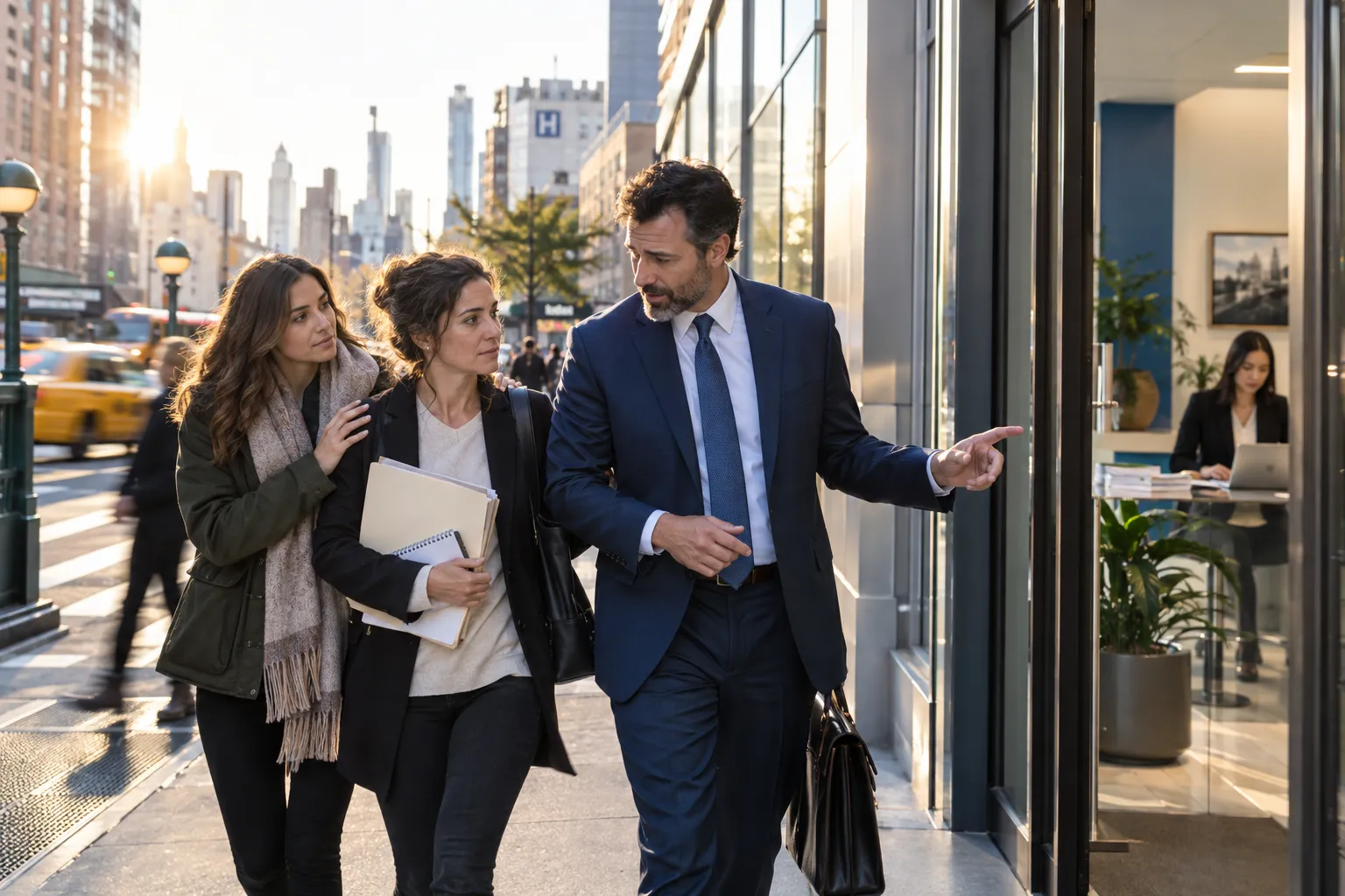 Injured client consulting with a caring New York personal injury attorney