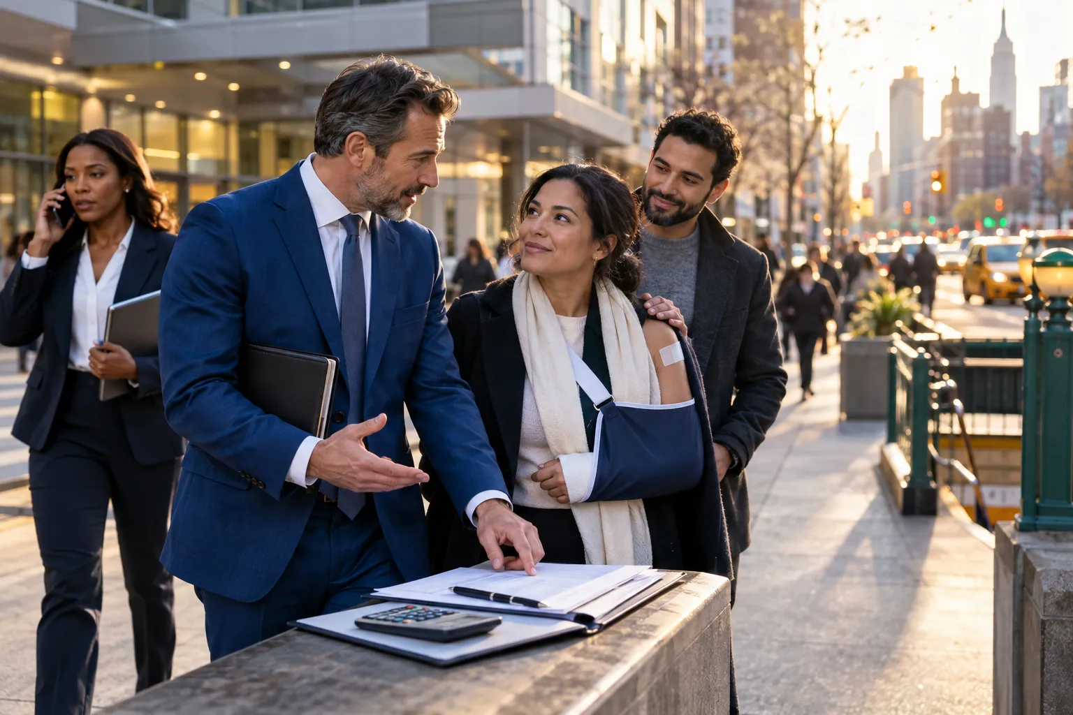 Wrong-site surgery attorneys supporting an injured client in New York office