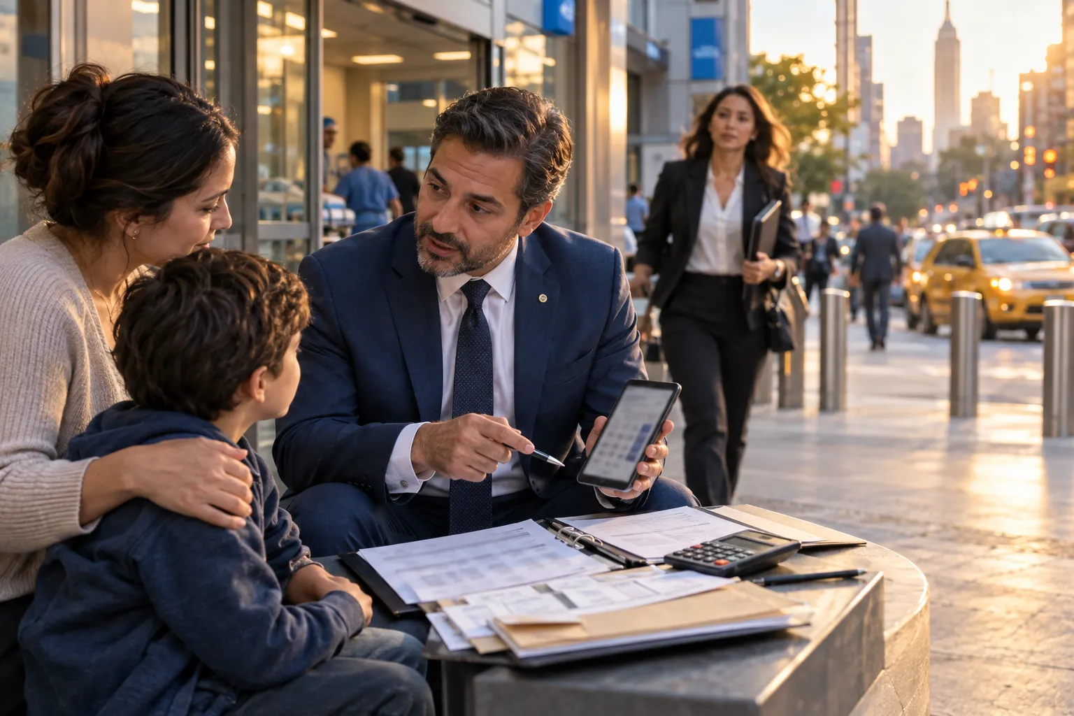 New York personal injury attorney reviewing case cost breakdown with client