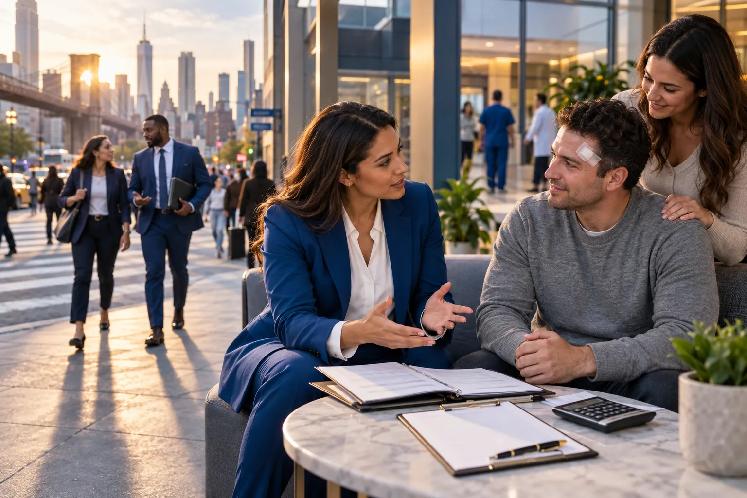 New York personal injury lawyer discussing fee transparency checklist with client