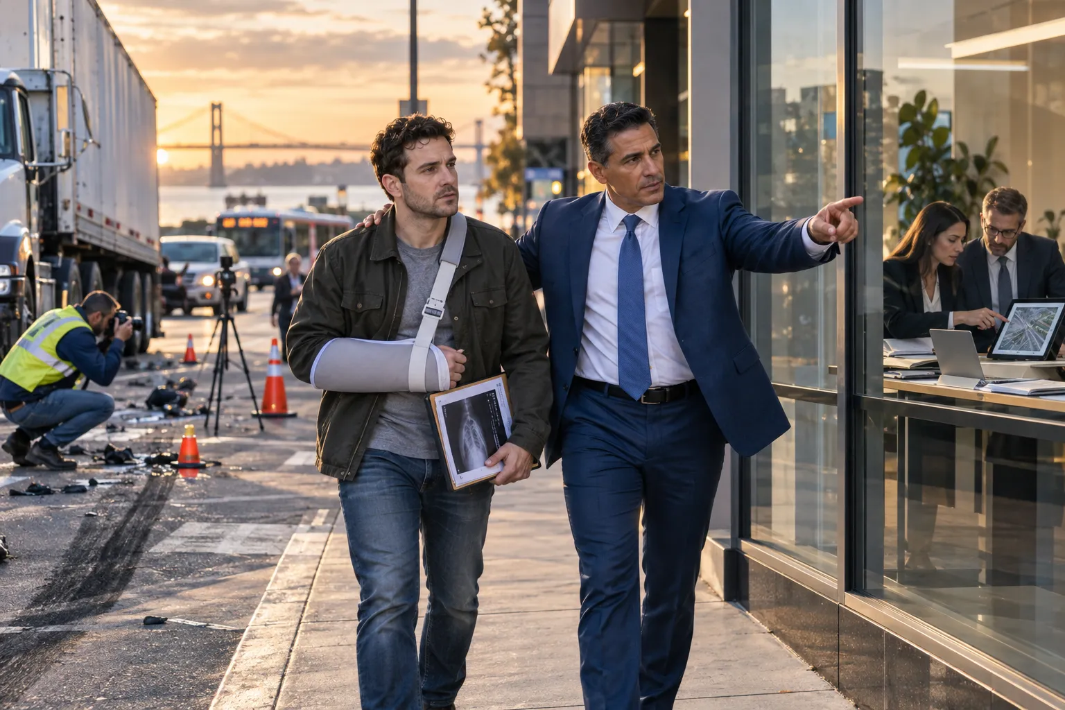 Staten Island truck accident lawyer reviewing client case documents in office