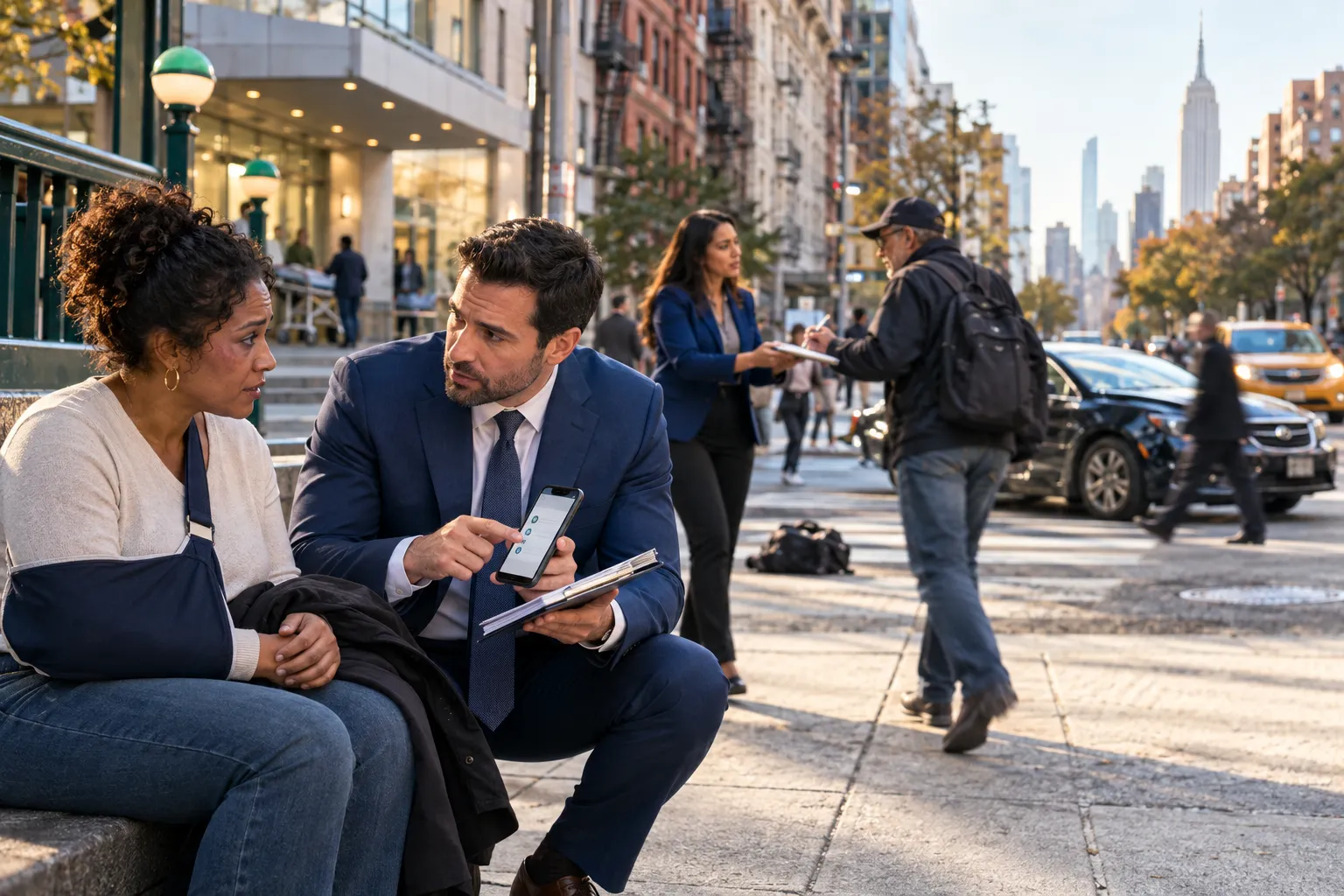 Attorney guiding client through witness statement checklist after rideshare accident