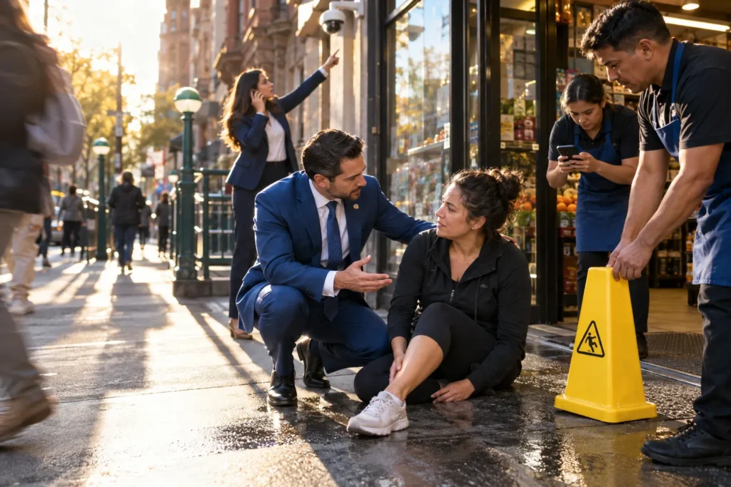 wet floor slip and fall attorney Queens