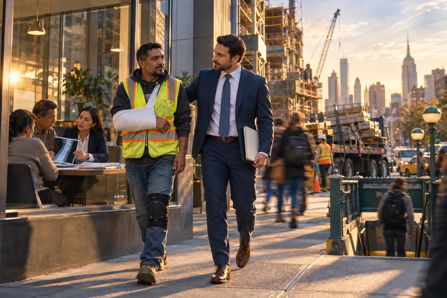 Injured worker receiving legal support from caring attorney in New York office