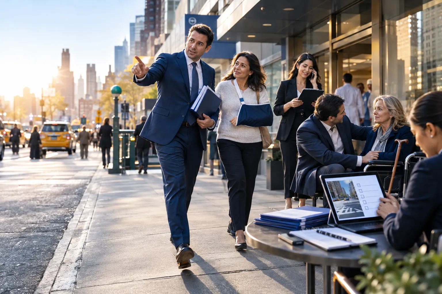 Attorney and client shaking hands over hiring checklist documents