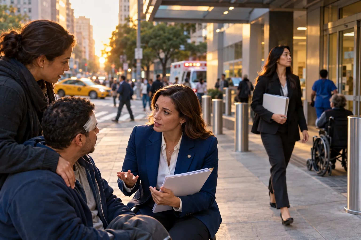 New York personal injury lawyer consulting client, showing trusted legal support